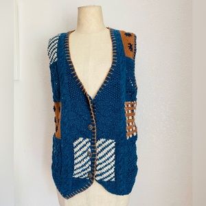 Vintage 90s Knit Chunky Sweat Vest Patchwork